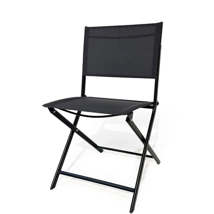 Black Folding Patio Bistro Set and Sling Chairs