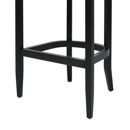 Mid-Century Cane Back Counter Stool, black metal frame with curved footring, HouseOfZazla on Tampa Home & Garden Store