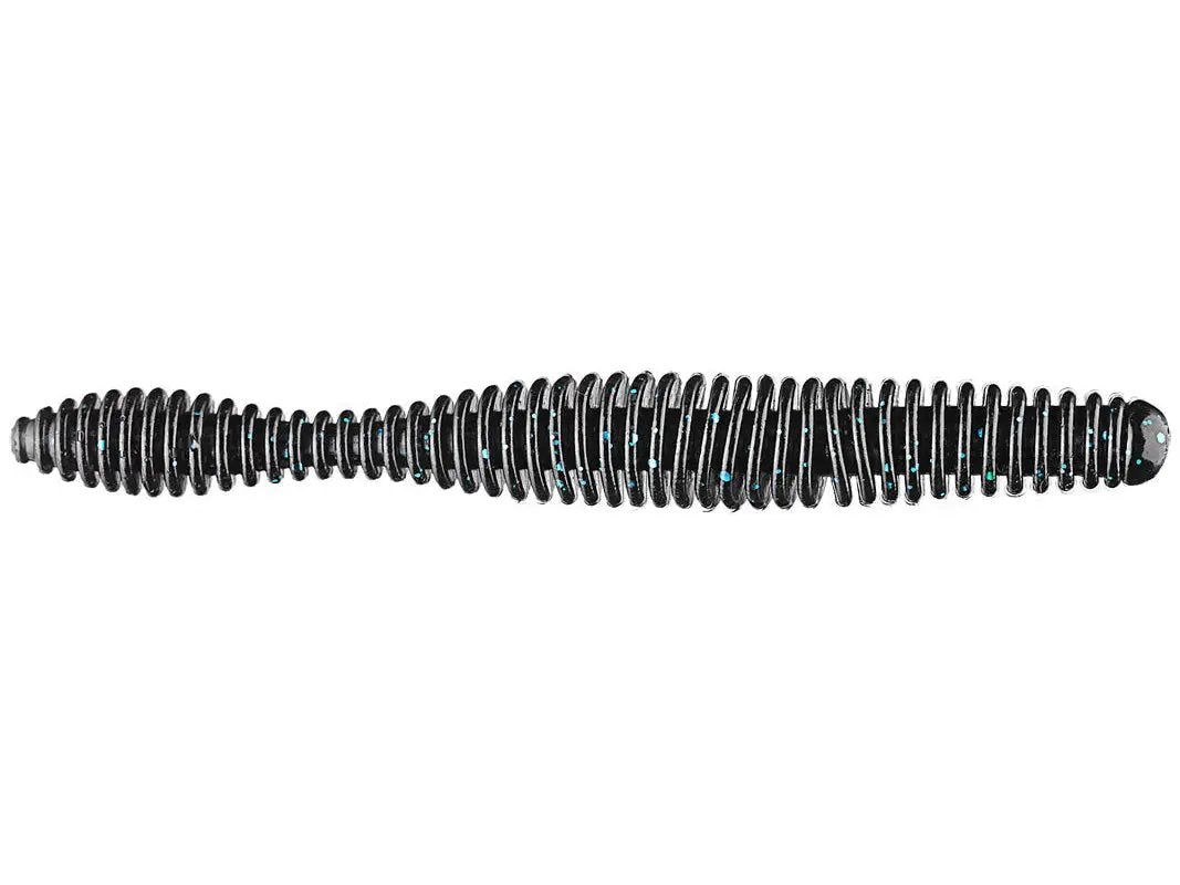 GrandeBass Airtail Rattler worm lure, 5 in, black with blue glitter on Tampa Home & Garden Store