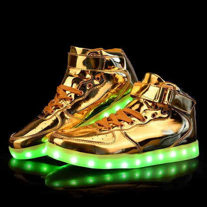 Usb Rechargeable High Top Luminous Shoes Unisex