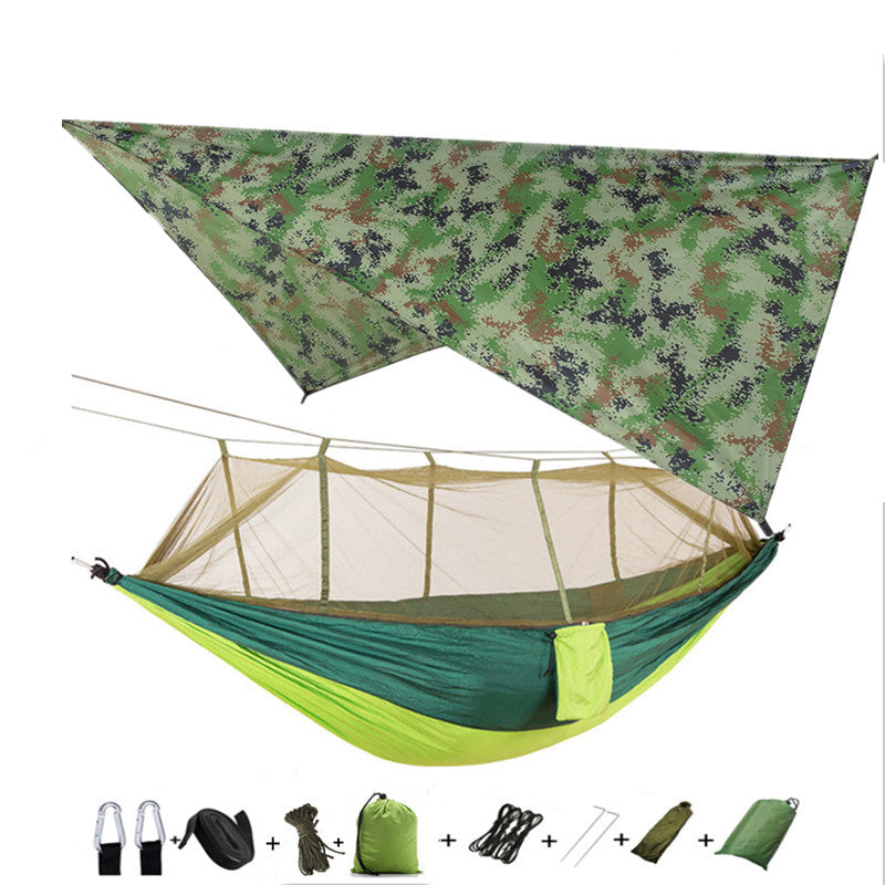Outdoor double parachute hammock with mosquito net, army green, lightweight setup My Store on Tampa Home & Garden Store