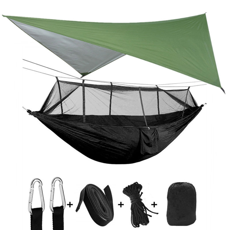 Outdoor parachute hammock with mosquito net in army green by My Store includes tarp, 2 carabiners on Tampa Home & Garden Store