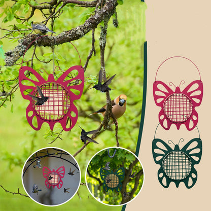 Outdoor metal automatic bird feeder; hanging balcony feeders in pink, green, teal (3 pcs) on Tampa Home & Garden Store