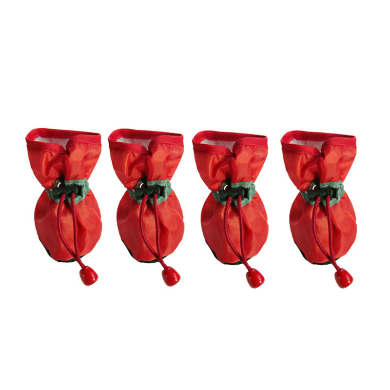 Pet Zen red dog booties four-season breathable non-slip with drawstring set of 4 on Tampa Home & Garden Store
