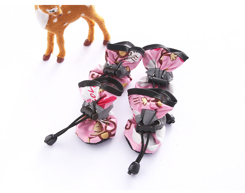 Pet Zen dog shoes and socks pink floral, breathable fabric, non-slip soft bottoms with adjustable straps (set of 4) on Tampa Home & Garden Store