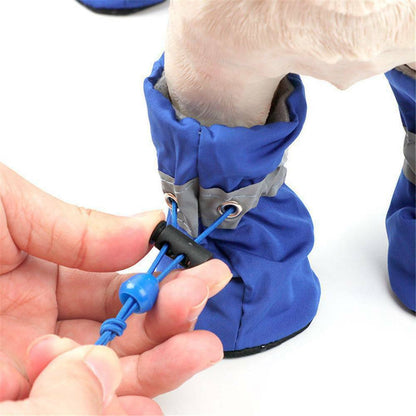 Pet Zen blue dog boots with adjustable drawstring, breathable non-slip sole on Tampa Home & Garden Store