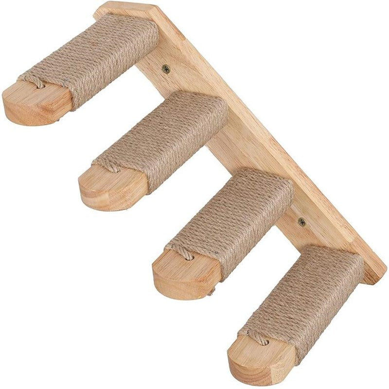 Cat wooden wall-hanging ladder with four rope-wrapped pine steps on Tampa Home & Garden Store