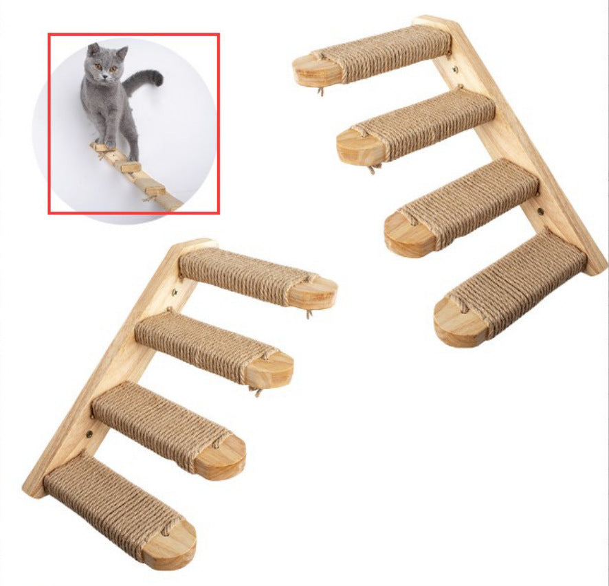 Cat wooden wall hanging ladder with pine steps and rope treads, multi cat toy Sell My Stuff on Tampa Home & Garden Store