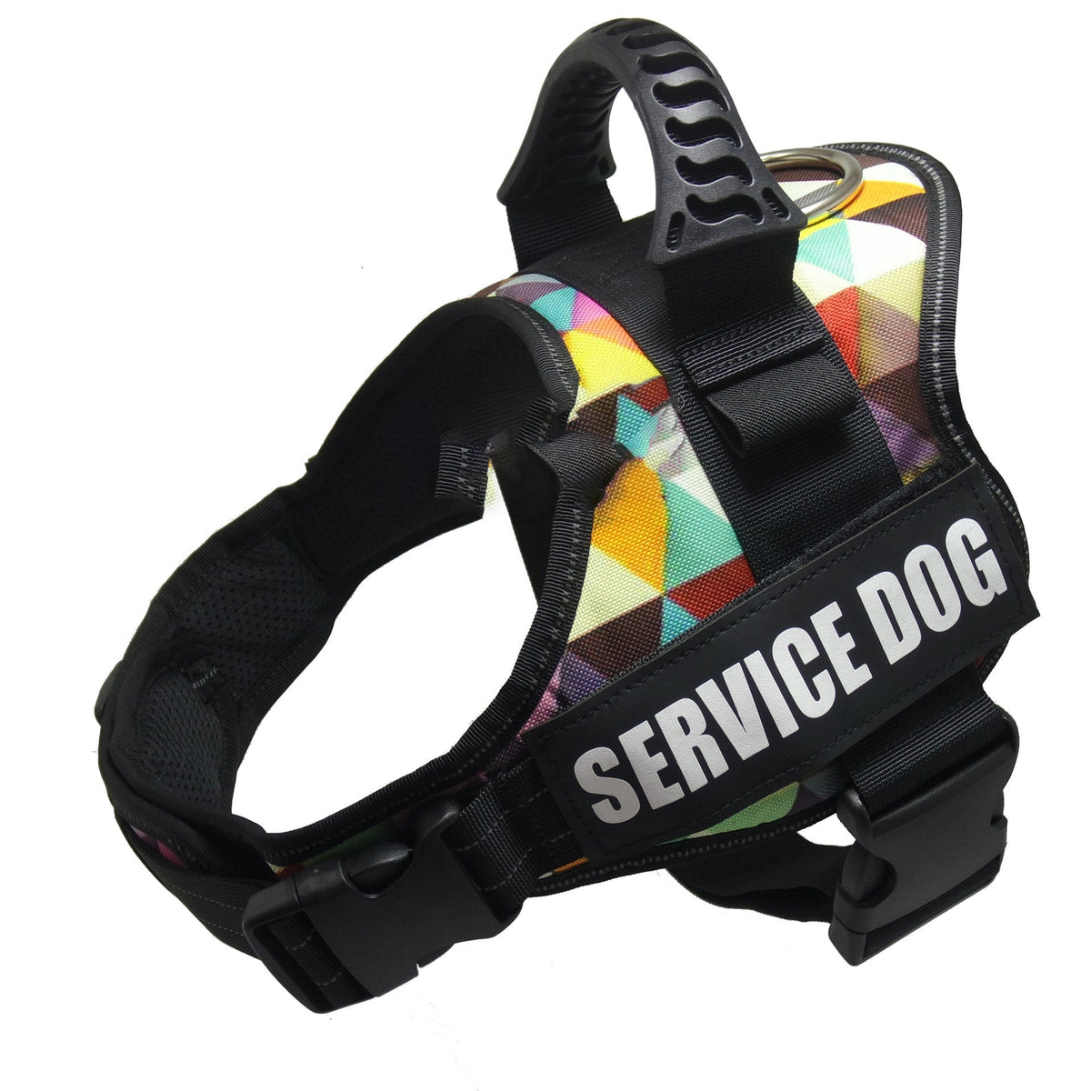 Pet Zen K9 harness for dogs, reflective adjustable vest with multicolor geometric pattern on Tampa Home & Garden Store