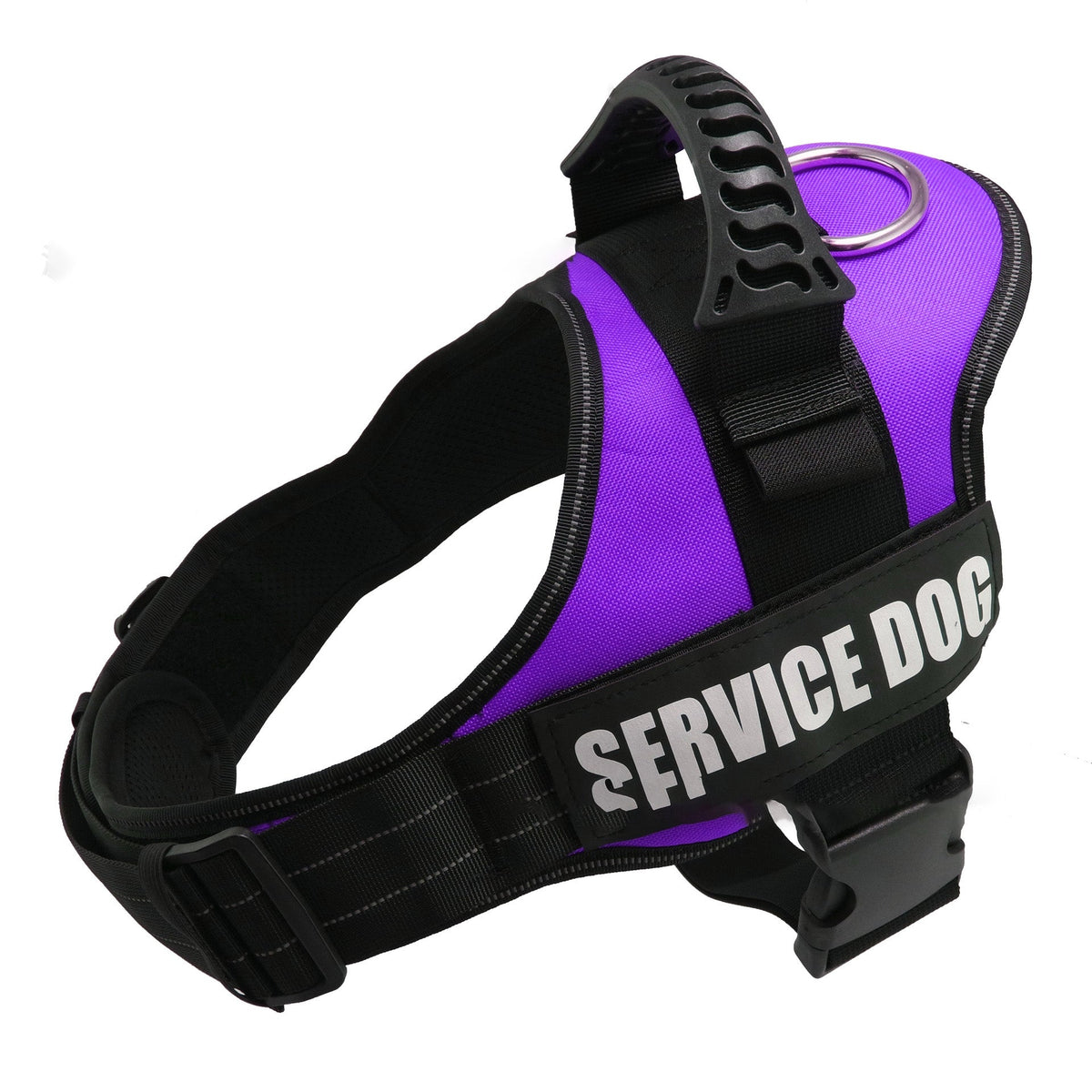 K9 dog harness purple reflective adjustable vest with black straps and metal D-ring on Tampa Home & Garden Store