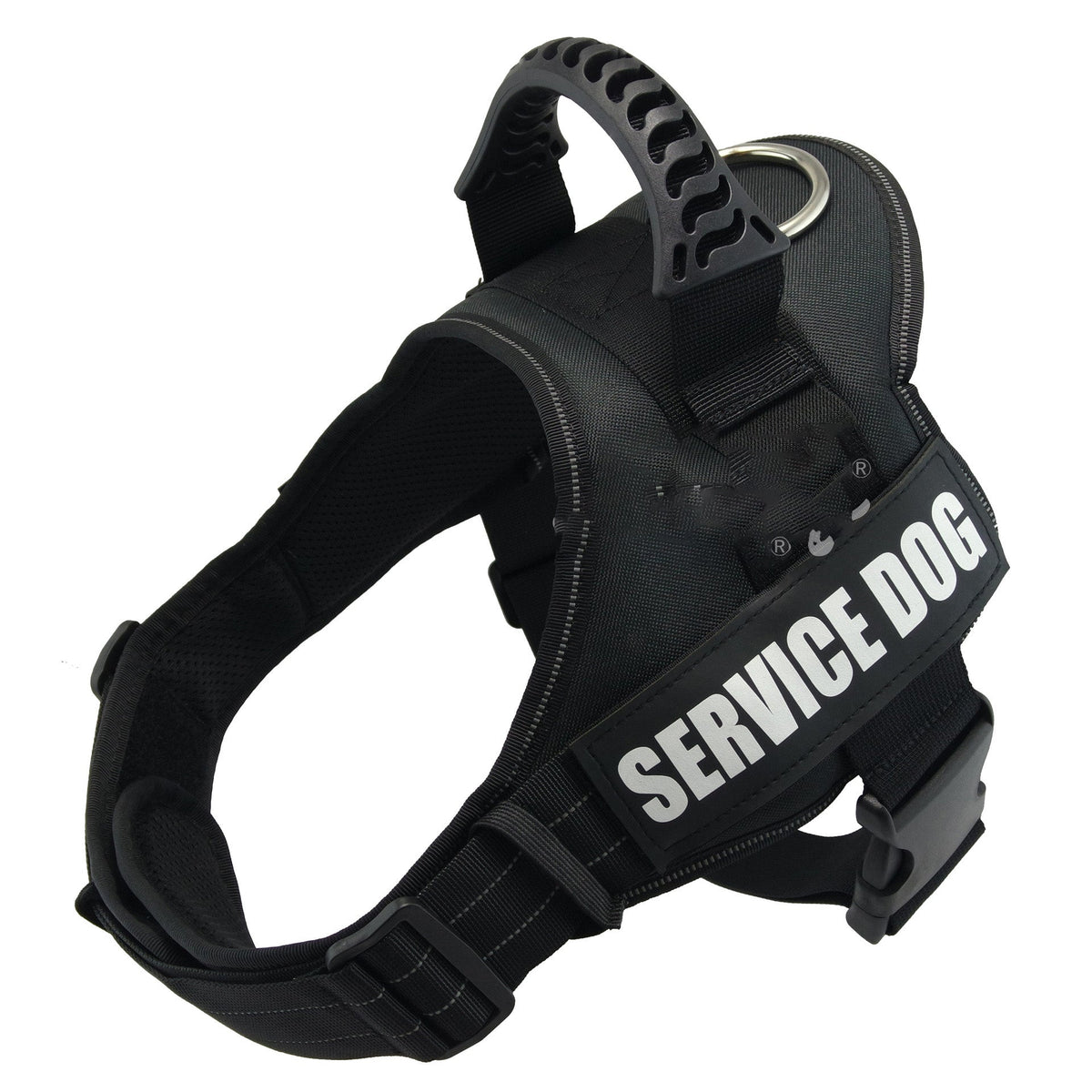 K9 dog harness black nylon vest with grab handle and D-ring reads SERVICE DOG on Tampa Home & Garden Store