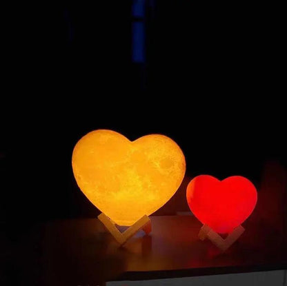Love Night Light two heart-shaped moon lamps orange and red on X-stand bases FLIPSTYLEZLLC on Tampa Home & Garden Store