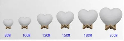 Love Night Light heart-shaped moon light with wooden stand in sizes 8-20 cm on Tampa Home & Garden Store