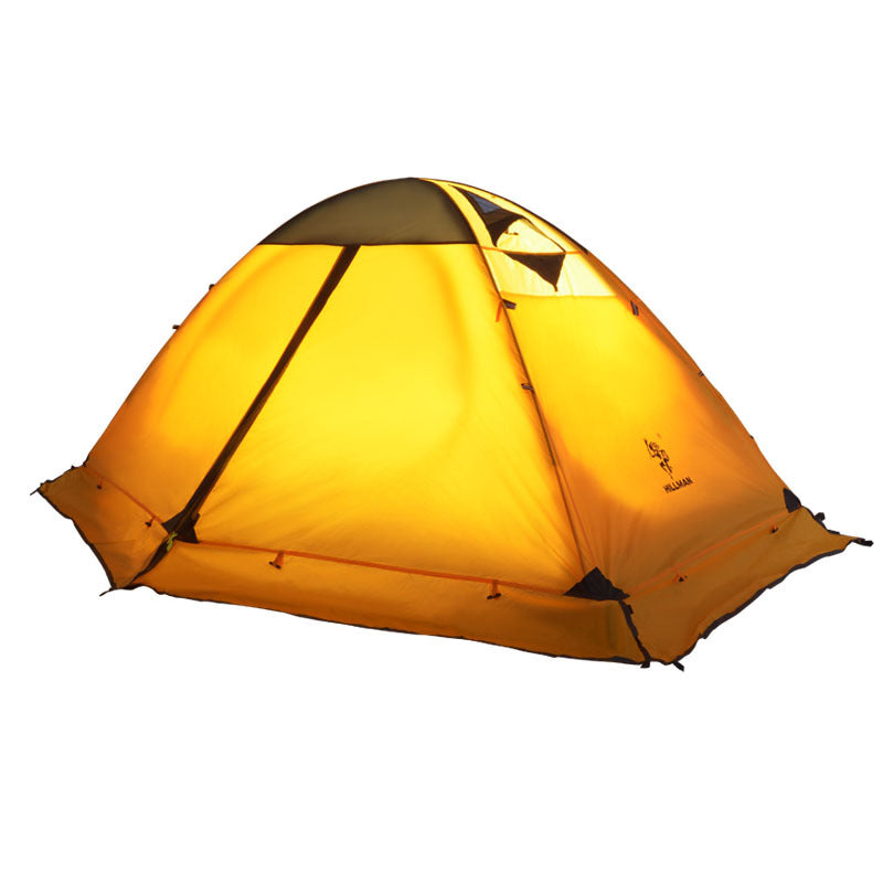 Yellow double-layer aluminum-pole camping tent for outdoor hiking on Tampa Home & Garden Store