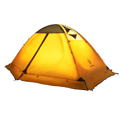 Yellow double-layer aluminum-pole camping tent for outdoor hiking on Tampa Home & Garden Store