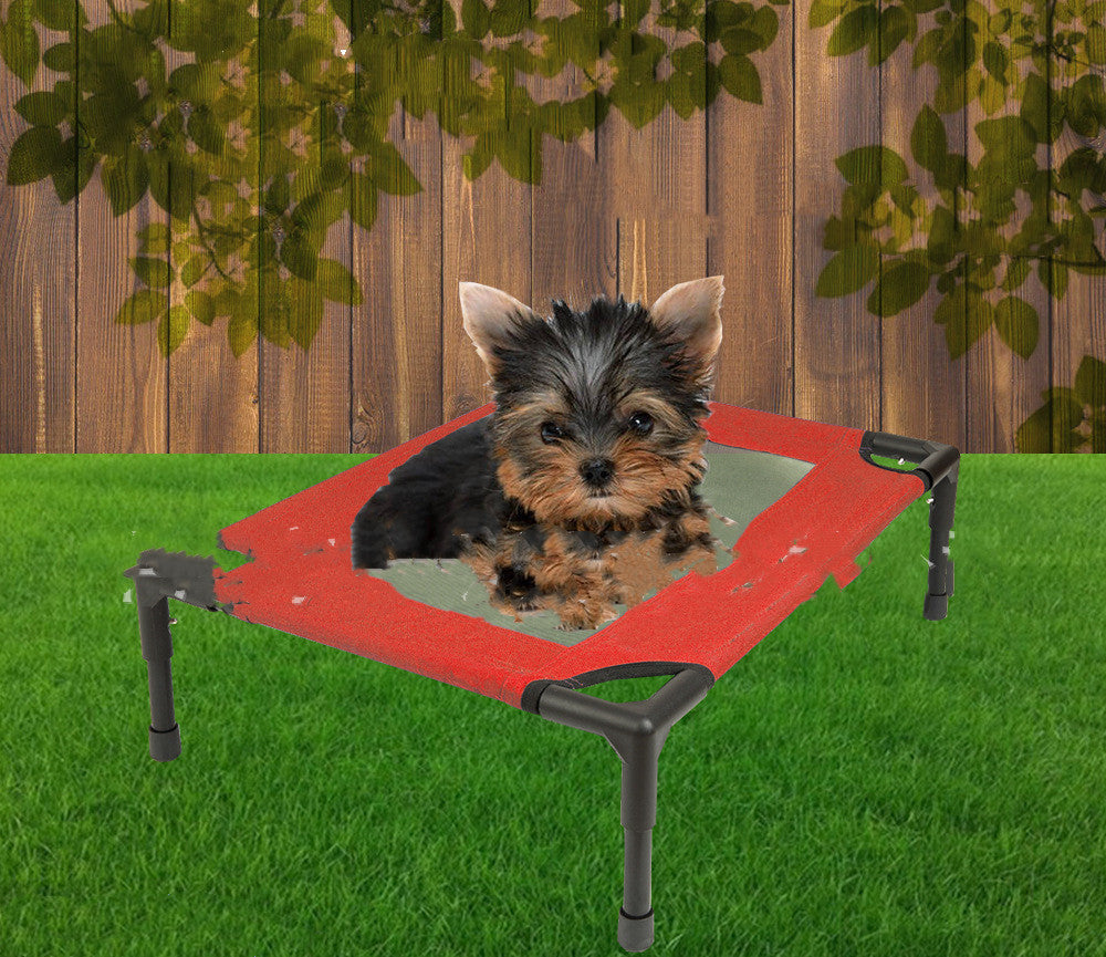 Pet camping bed red elevated dog cot with black legs and mesh center Sell My Stuff on Tampa Home & Garden Store