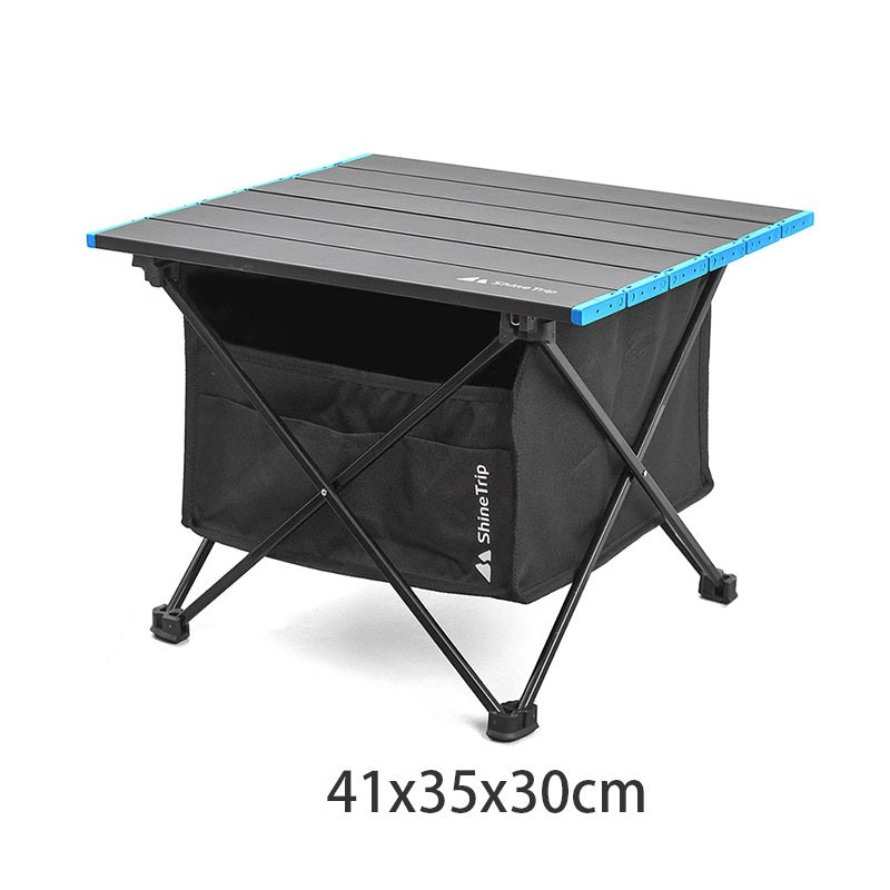 Foldable outdoor table with ShineTrip black storage bag under aluminum frame, 41x35x30cm on Tampa Home & Garden Store
