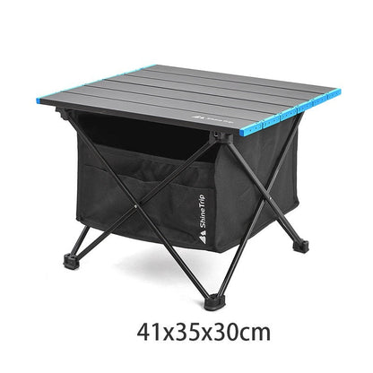 Foldable outdoor table with ShineTrip black storage bag under aluminum frame, 41x35x30cm on Tampa Home & Garden Store