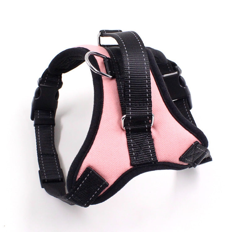 Pet Zen Collar Cat Pet Dog Chest Harness pink with black adjustable straps and metal rings on Tampa Home & Garden Store