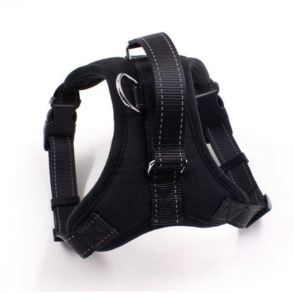 Pet Zen collar chest harness for cats and dogs, black nylon with metal D-ring on Tampa Home & Garden Store