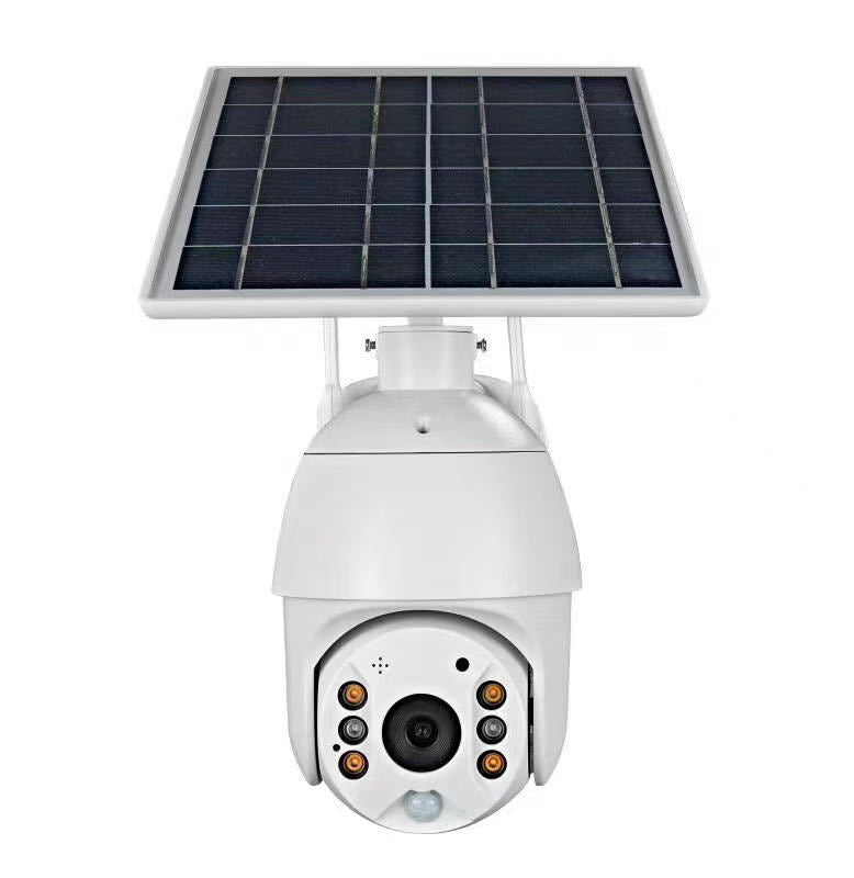 4G LTE Solar Wireless Security Camera by Sell My Stuff, white unit with top-mounted solar panel on Tampa Home & Garden Store