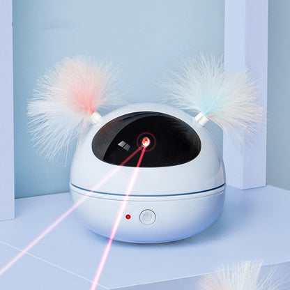 Automatic electric cat toy white sphere with pink fluffy ears laser beams Sell My Stuff on Tampa Home & Garden Store