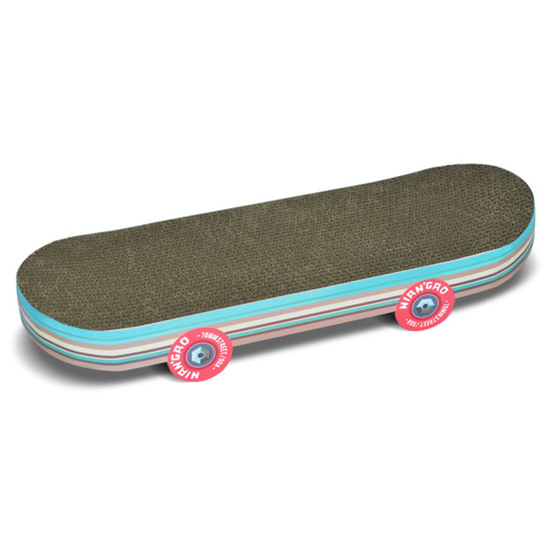 Rice Cake Skateboard cat scratcher; corrugated brown surface with teal edge, Sell My Stuff on Tampa Home & Garden Store