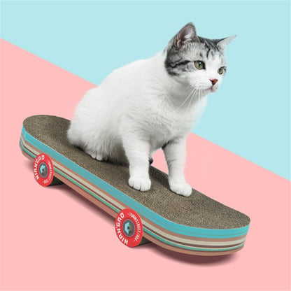Rice Cake Skateboard Cat Scratching Board corrugated surface with turquoise striped edges on Tampa Home & Garden Store