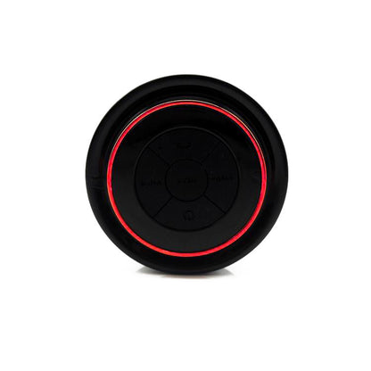 Waterproof Bluetooth speaker portable circular black with red LED ring for bathroom on Tampa Home & Garden Store