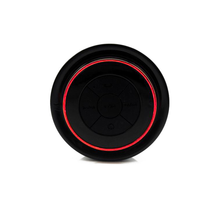 Waterproof Bluetooth Speaker portable round black bathroom speaker with red LED ring My Store on Tampa Home & Garden Store