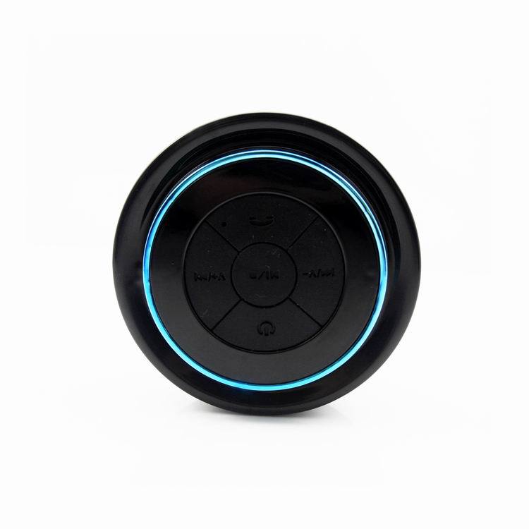 Waterproof Bluetooth speaker black portable bathroom speaker with blue LED ring by My Store on Tampa Home & Garden Store