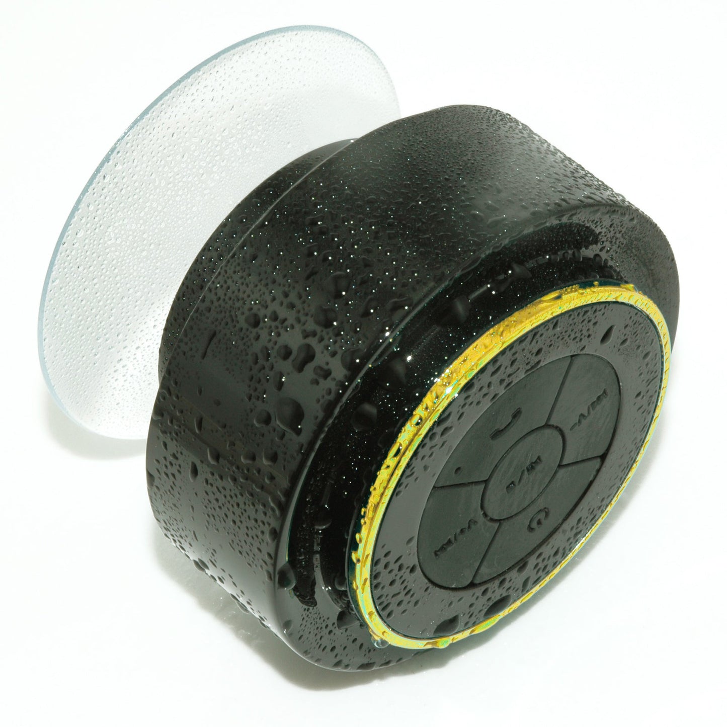 Waterproof Bluetooth speaker My Store, black with yellow ring, compact bathroom speaker on Tampa Home & Garden Store