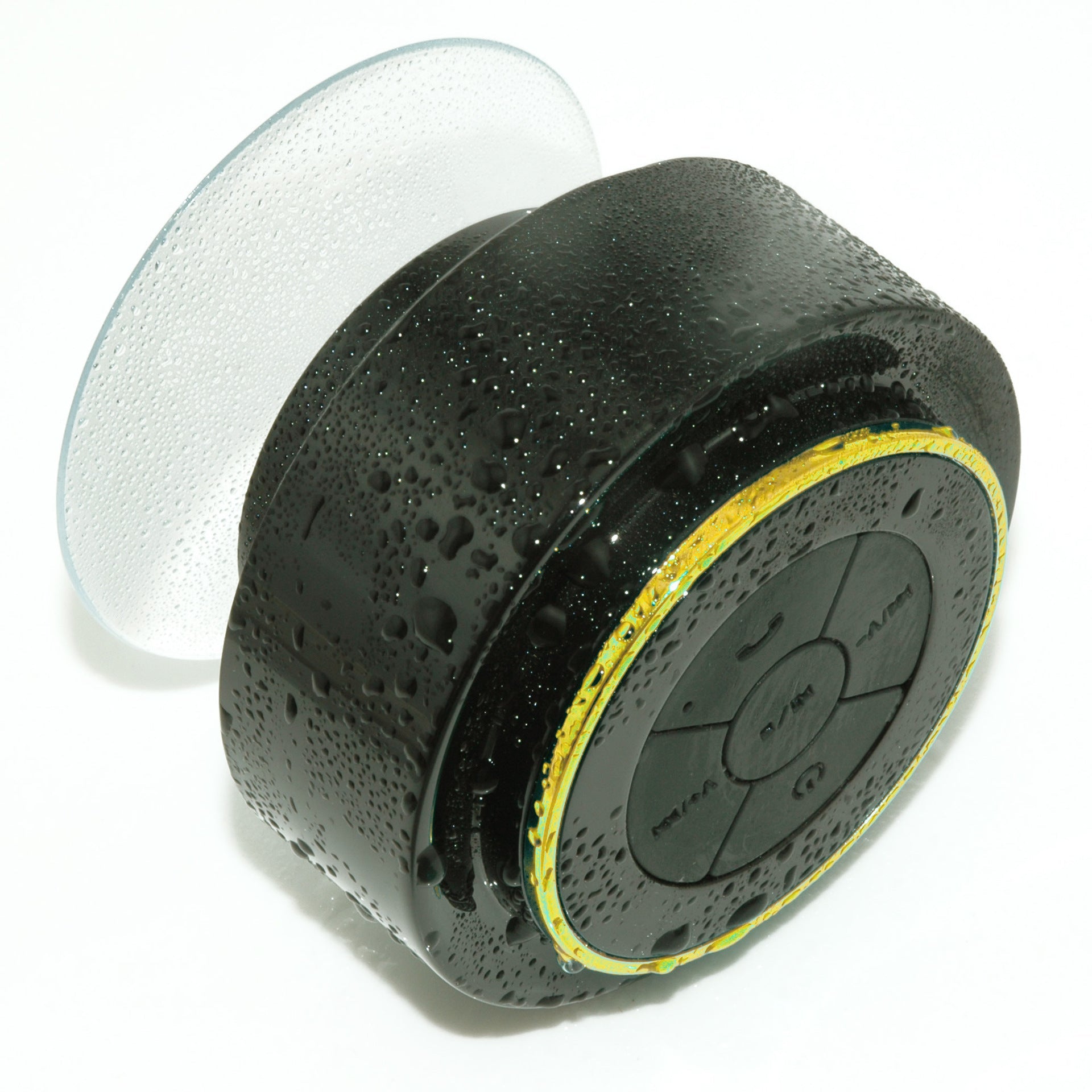 Waterproof Bluetooth speaker My Store, black with yellow ring, compact bathroom speaker on Tampa Home & Garden Store