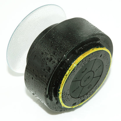 Waterproof Bluetooth speaker My Store, black with yellow ring, compact bathroom speaker on Tampa Home & Garden Store