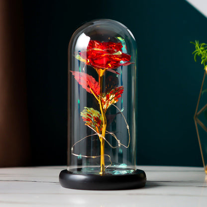 Gold foil rose preserved flower under glass dome with black base, Sell My Stuff cake decor on Tampa Home & Garden Store