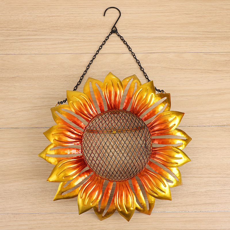 Wrought iron metal flower-shaped bird feeder with yellow petals and hanging chain Sell My Stuff on Tampa Home & Garden Store