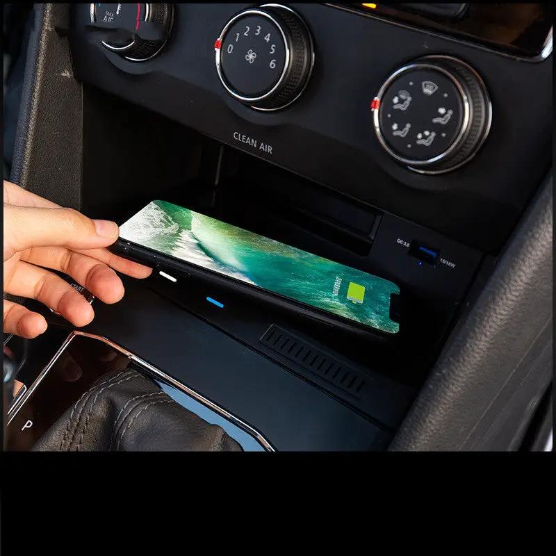 Car wireless charger by FLIPSTYLEZLLC, black fast-charge pad with blue indicator in car on Tampa Home & Garden Store