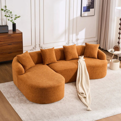 Combined sofa with 4 pillows orange fabric stationary sectional Unique Piece Furniture on Tampa Home & Garden Store