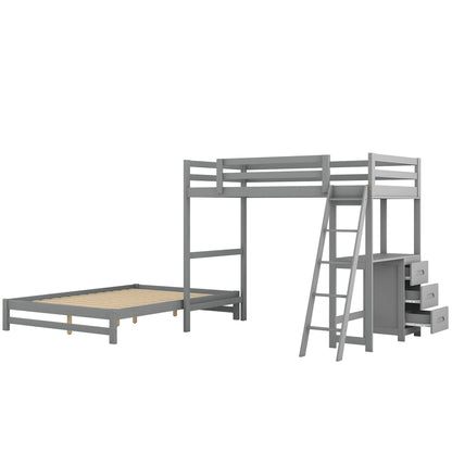Bunk bed with built-in desk and 3 drawers in gray HouseOfZazla on Tampa Home & Garden Store