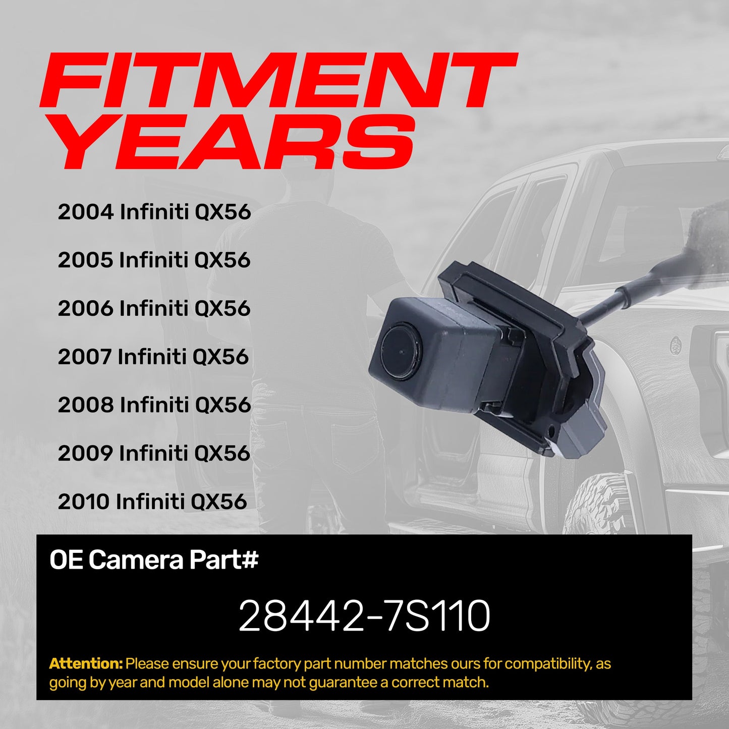 Master Tailgaters OEM backup camera for 2004 Infiniti QX56, part 28442-7S110 on Tampa Home & Garden Store