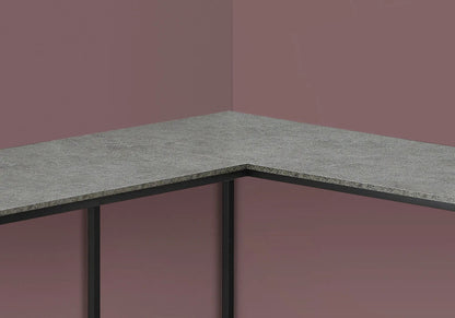 Corner desk Unique Piece Furniture with speckled granite top and black legs on Tampa Home & Garden Store