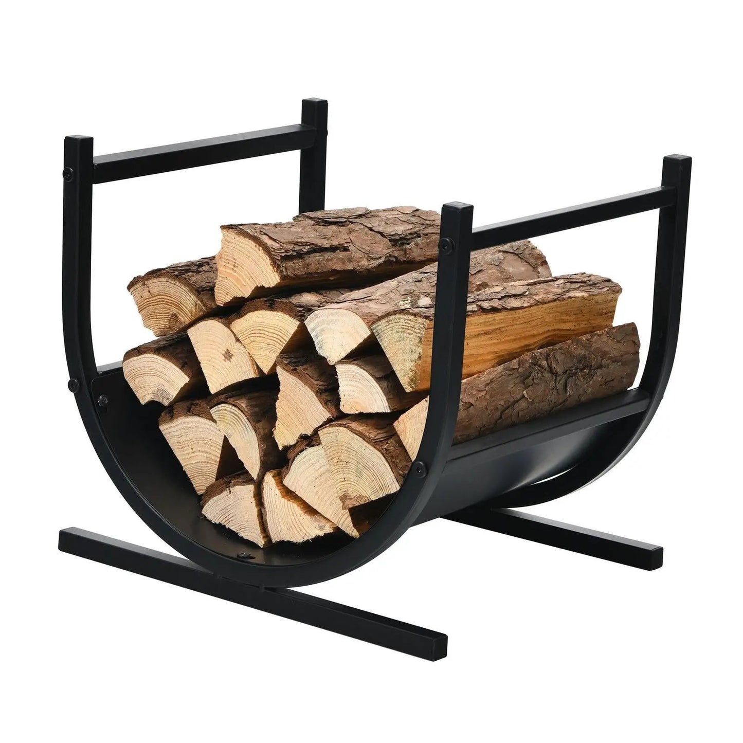 17 Inch U Shaped Firewood Rack Steel Outdoor Use