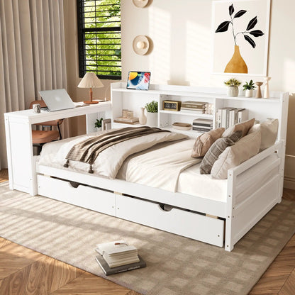 Corner Daybed With Storage Drawers and Bookcase