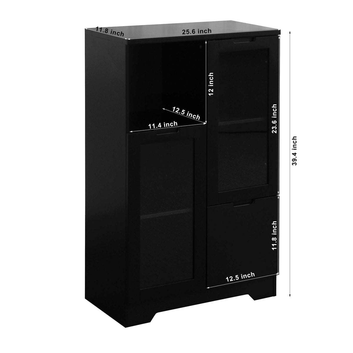 HouseOfZazla modern black accent cabinet with glass doors and drawer, adjustable shelves on Tampa Home & Garden Store