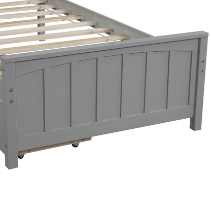 Solid Wood Platform Bed and Two Storage Drawers