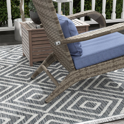 Wicker Adirondack chair with ottoman, blue cushions, outdoor furniture by HouseOfZazla on Tampa Home & Garden Store