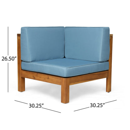Oana outdoor wooden sectional sofa with blue cushions by HouseOfZazla on Tampa Home & Garden Store