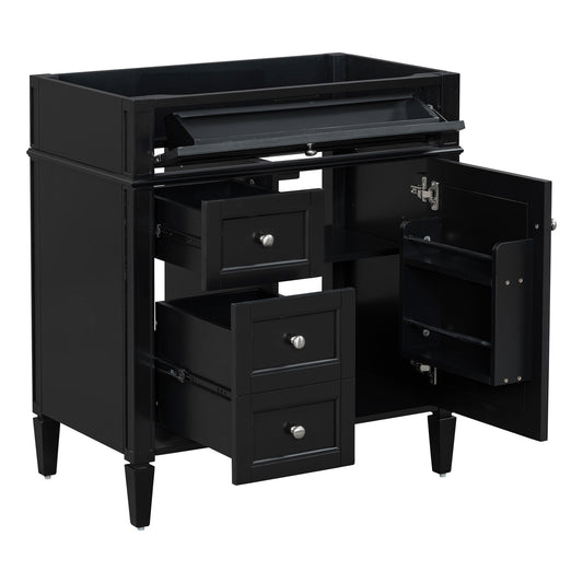 Bathroom vanity base with 2 drawers and tip-out cabinet in black finish by HouseOfZazla on Tampa Home & Garden Store