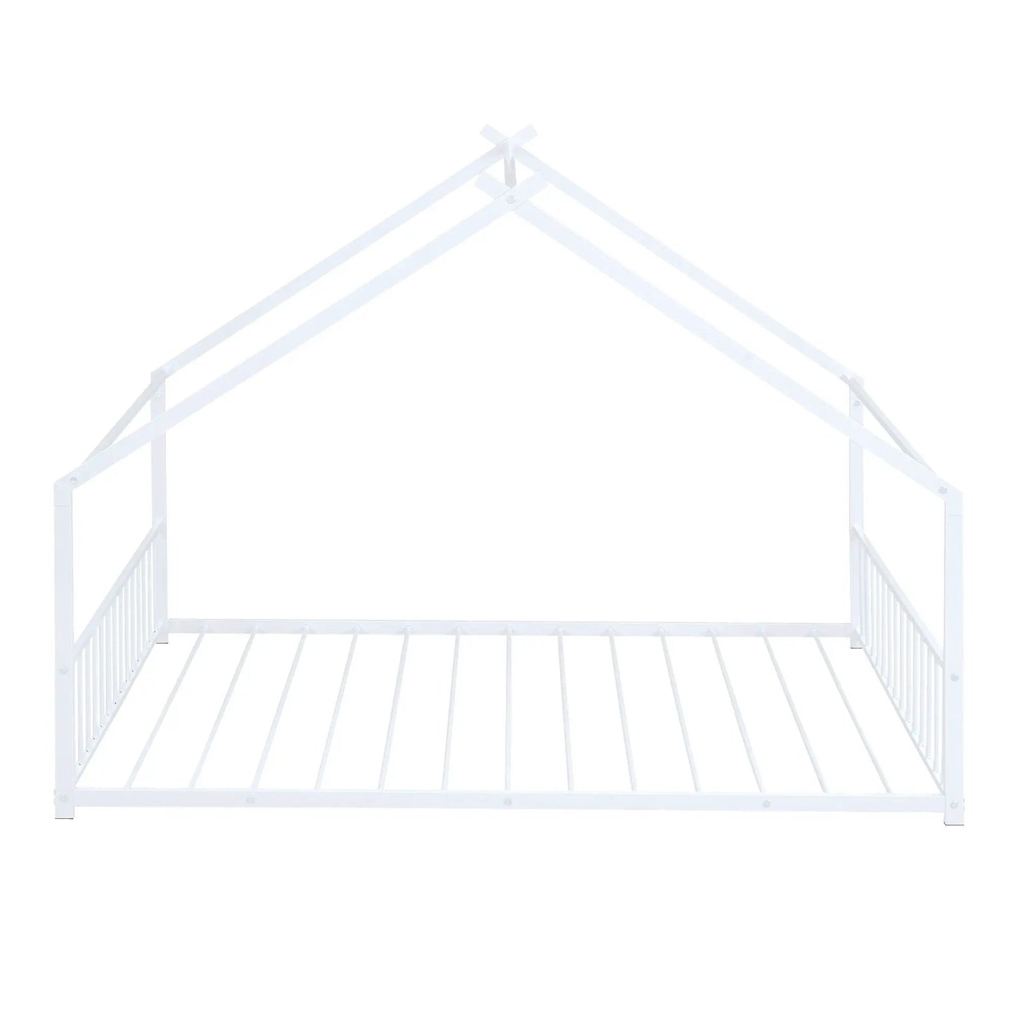 Metal House Bed canopy frame in white metal with peaked roof design, Unique Piece Furniture on Tampa Home & Garden Store