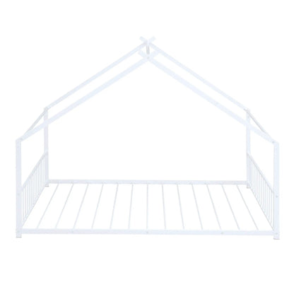 Metal House Bed canopy frame in white metal with peaked roof design, Unique Piece Furniture on Tampa Home & Garden Store